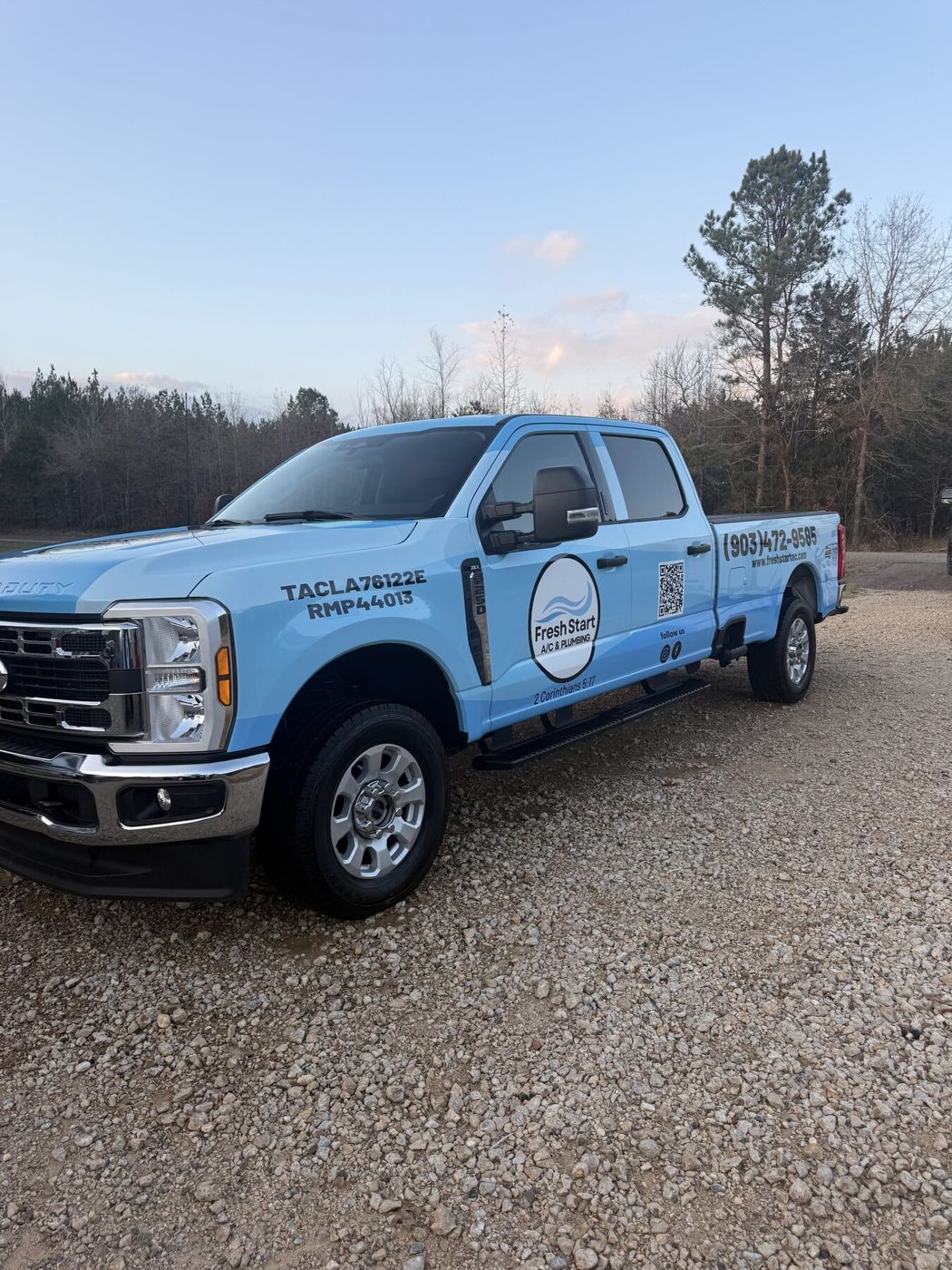 Ford Super Duty work truck cleaned and detailed, company graphics sharp